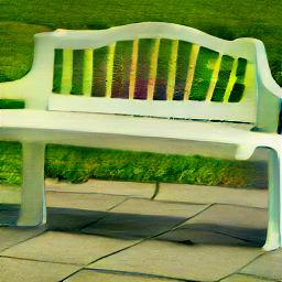 generated: a white plastic bench with a high arched back #2